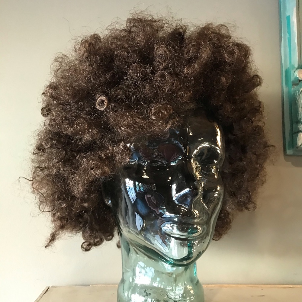 Short brown curly Afro hippie wig costume wig